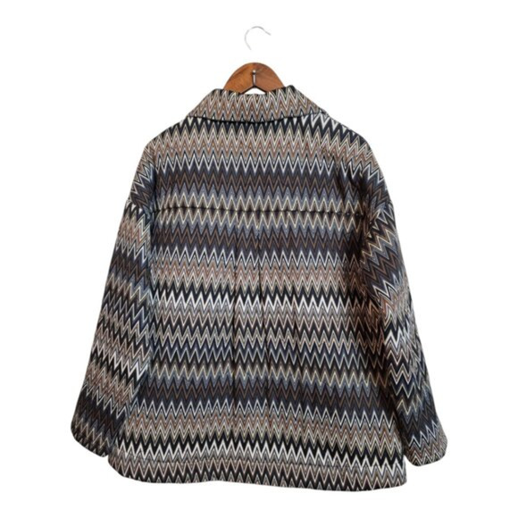 Flora Ashley Womens Chevron Quilted Coat Button Long Sleeves Multicolor Medium - Picture 3 of 15